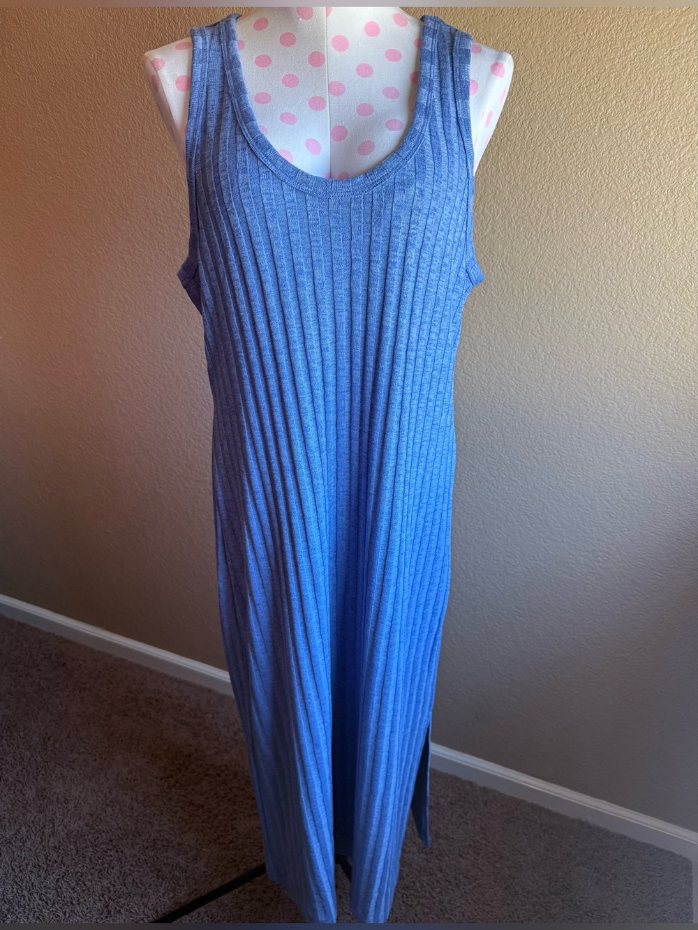 H&M Ribbed Sleeveless Maxi Dress - Periwinkle Blue